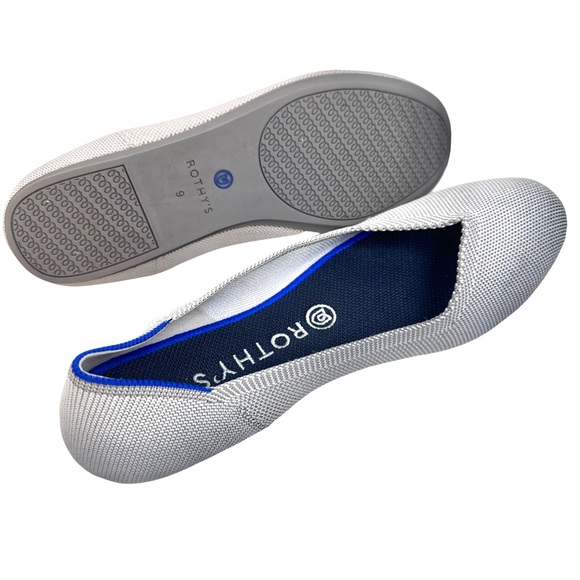 Rothy's Birdseye Round Toe Rare Retired Knit Ballet Flats In Flax Gray Size 9 - Picture 7 of 13